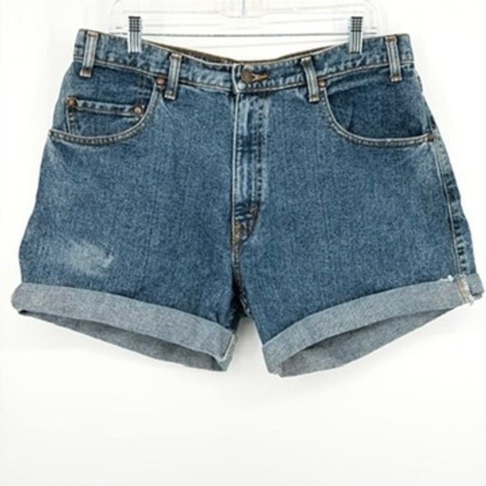 Vintage Levis Loose Fit Denim Cutoff Shorts High Rise Orange Tab Medium Wash 33
